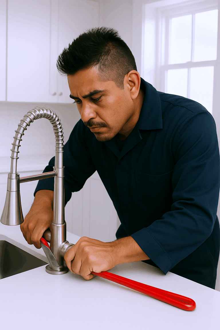 Plumber Changing Faucet